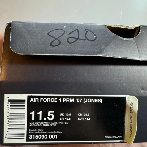 EUC Nike Air Force 1 PRM '07 in Silver and Anthracite SZ 11.5 - Picture 4 of 4